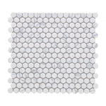 Orb Noon Statuario Glossy Penny Round Handmade Porcelain Mosaic Tile-Porcelain Mosaic-American Tile Depot