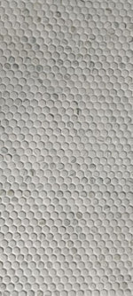 Orb Noon Statuario Glossy Penny Round Handmade Porcelain Mosaic Tile-Porcelain Mosaic-American Tile Depot