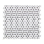 Orb Noon Statuario Matte Penny Round Handmade Porcelain Mosaic Tile-Porcelain Mosaic-American Tile Depot