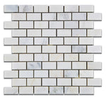 1 X 2 Oriental White / Asian Statuary Marble Honed Brick Mosaic Tile-Marble Mosaic-American Tile Depot