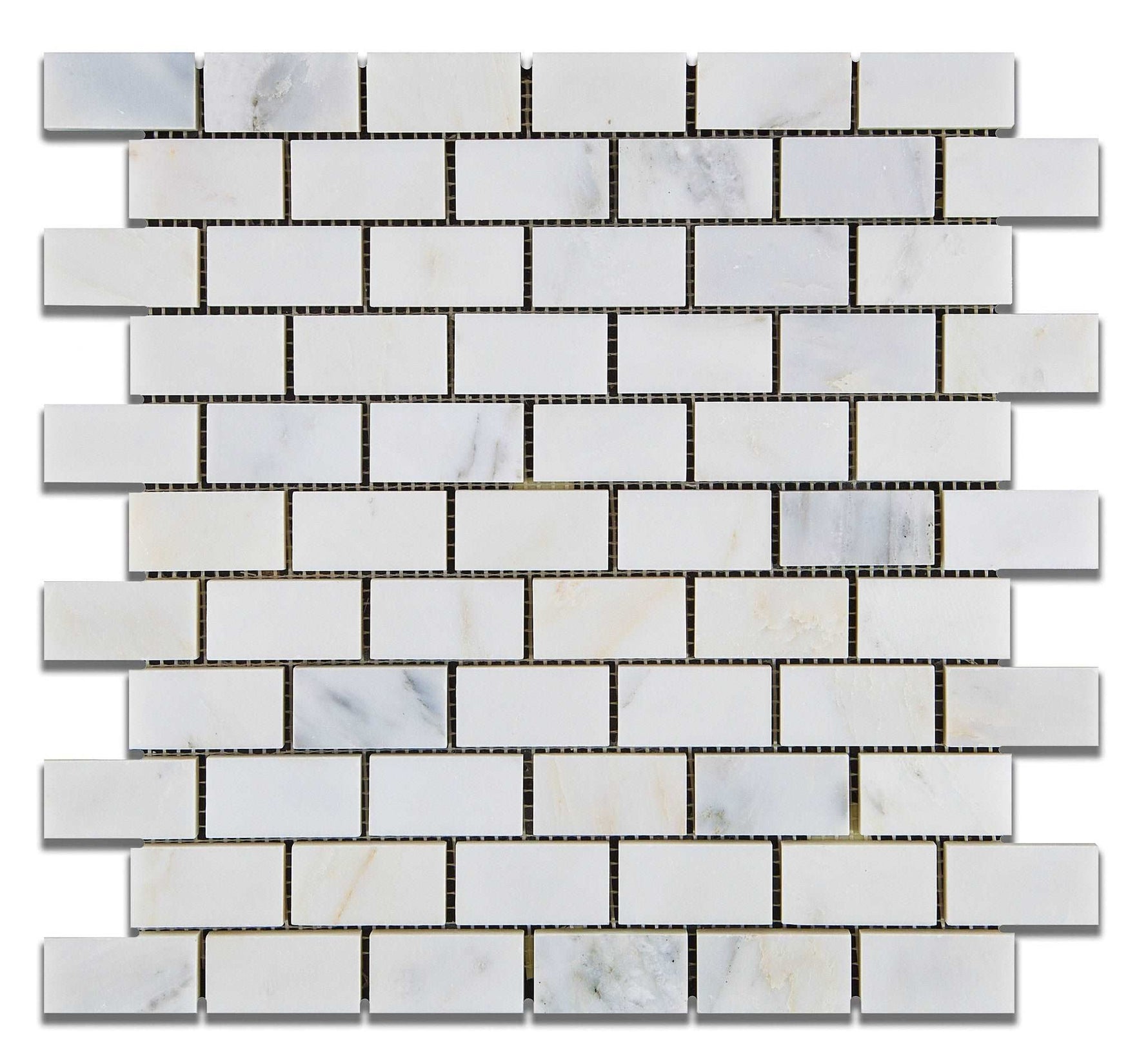 1 X 2 Oriental White / Asian Statuary Marble Polished Brick Mosaic Tile-Marble Mosaic-American Tile Depot