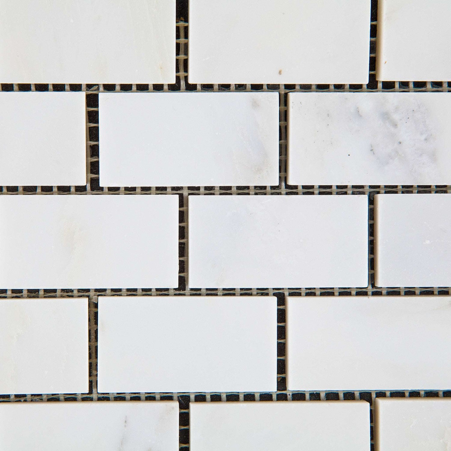 1 X 2 Oriental White / Asian Statuary Marble Honed Brick Mosaic Tile