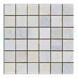 2 X 2 Oriental White / Asian Statuary Marble Honed Mosaic Tile