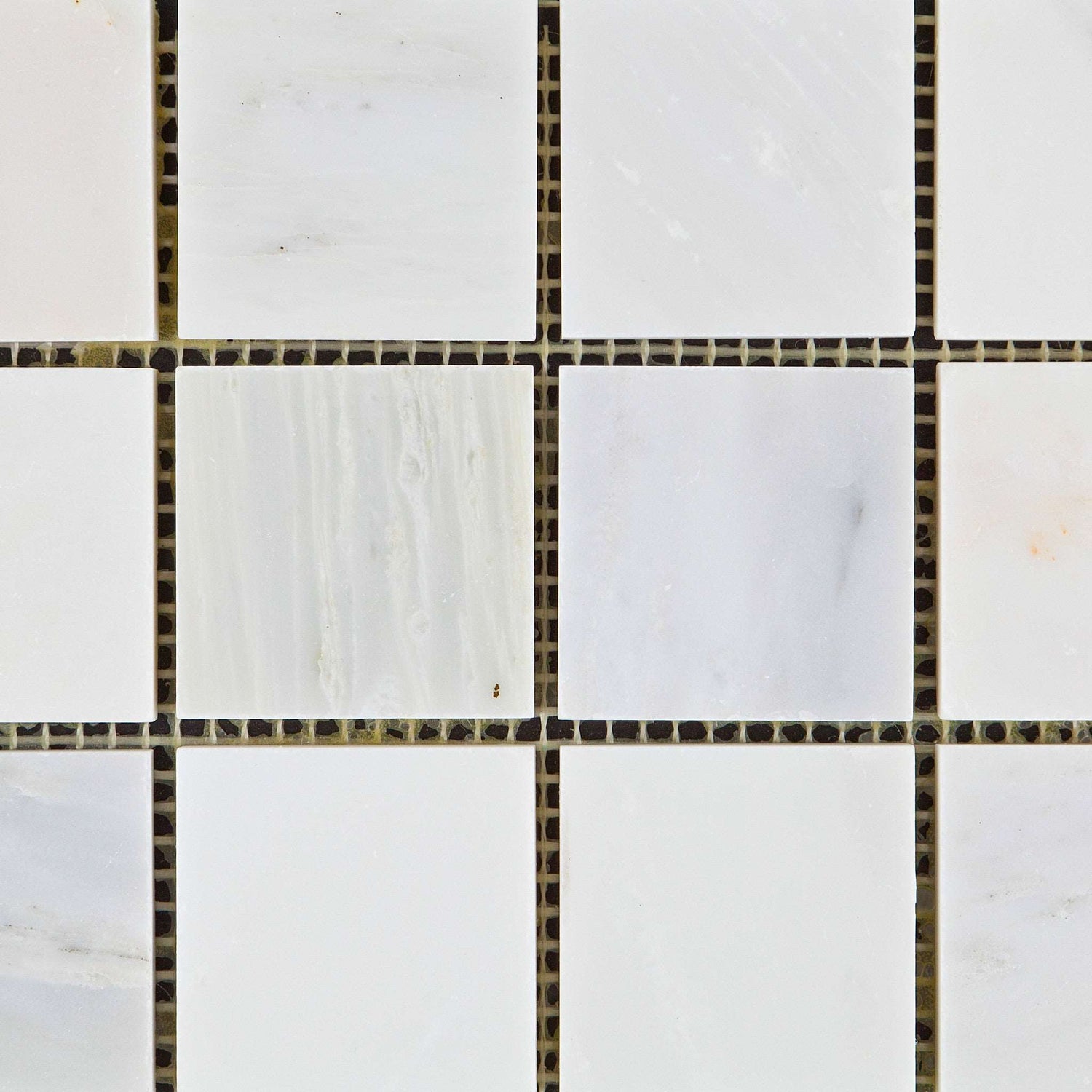 2 X 2 Oriental White / Asian Statuary Marble Honed Mosaic Tile