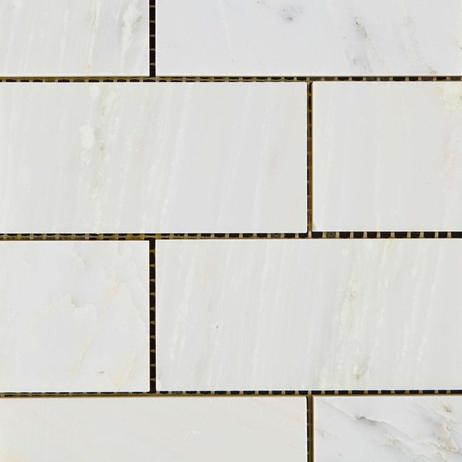 2 X 4 Oriental White / Asian Statuary Marble Honed Brick Mosaic Tile