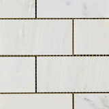 2 X 4 Oriental White / Asian Statuary Marble Honed Brick Mosaic Tile