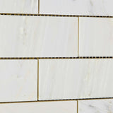 2 X 4 Oriental White / Asian Statuary Marble Honed Brick Mosaic Tile