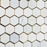 Oriental White / Asian Statuary Marble Honed 1" Mini Hexagon Mosaic Tile-Marble Mosaic-American Tile Depot