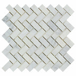 Oriental White / Asian Statuary Marble Honed 1 x 2 Herringbone Mosaic Tile-Marble Mosaic-American Tile Depot