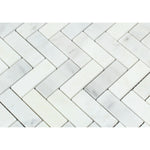 Oriental White / Asian Statuary Marble Honed 1 x 3 Herringbone Mosaic Tile-Marble Mosaic-American Tile Depot