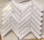 Oriental White / Asian Statuary Marble Honed 1.25 x 6 Herringbone Mosaic Tile-Marble Mosaic-American Tile Depot