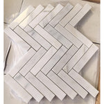 Oriental White / Asian Statuary Marble Honed 1.25 x 6 Herringbone Mosaic Tile-Marble Mosaic-American Tile Depot