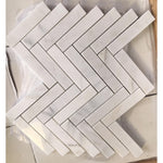 Oriental White / Asian Statuary Marble Honed 1.25 x 6 Herringbone Mosaic Tile-Marble Mosaic-American Tile Depot