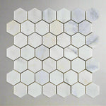 Oriental White / Asian Statuary Marble Honed 2" Hexagon Mosaic Tile-Marble Mosaic-American Tile Depot