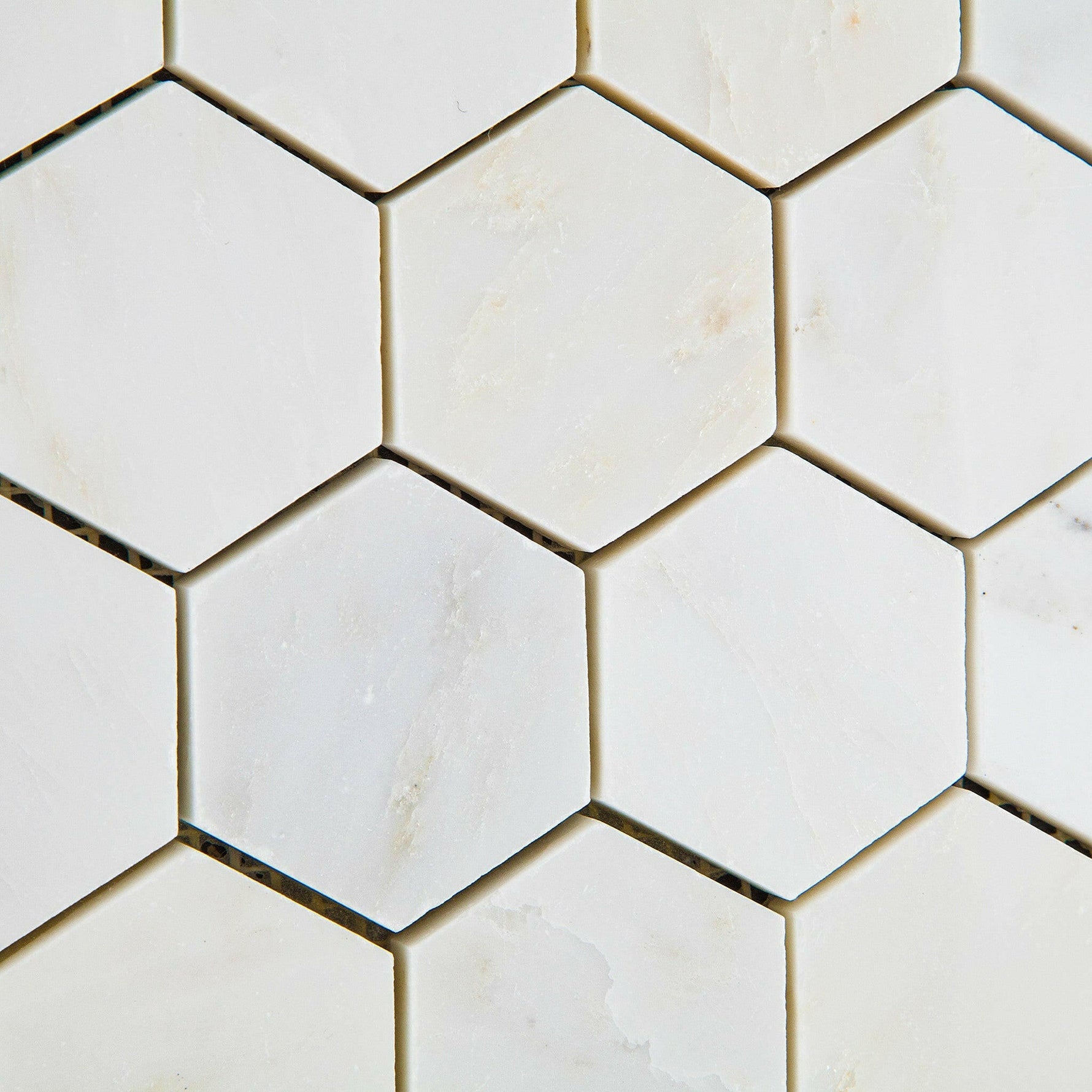 Oriental White / Asian Statuary Marble Honed 2" Hexagon Mosaic Tile-Marble Mosaic-American Tile Depot