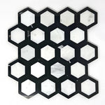 Oriental White / Asian Statuary Marble Honed 2" Vortex Hexagon Mosaic Tile w / Black-Marble Mosaic-American Tile Depot