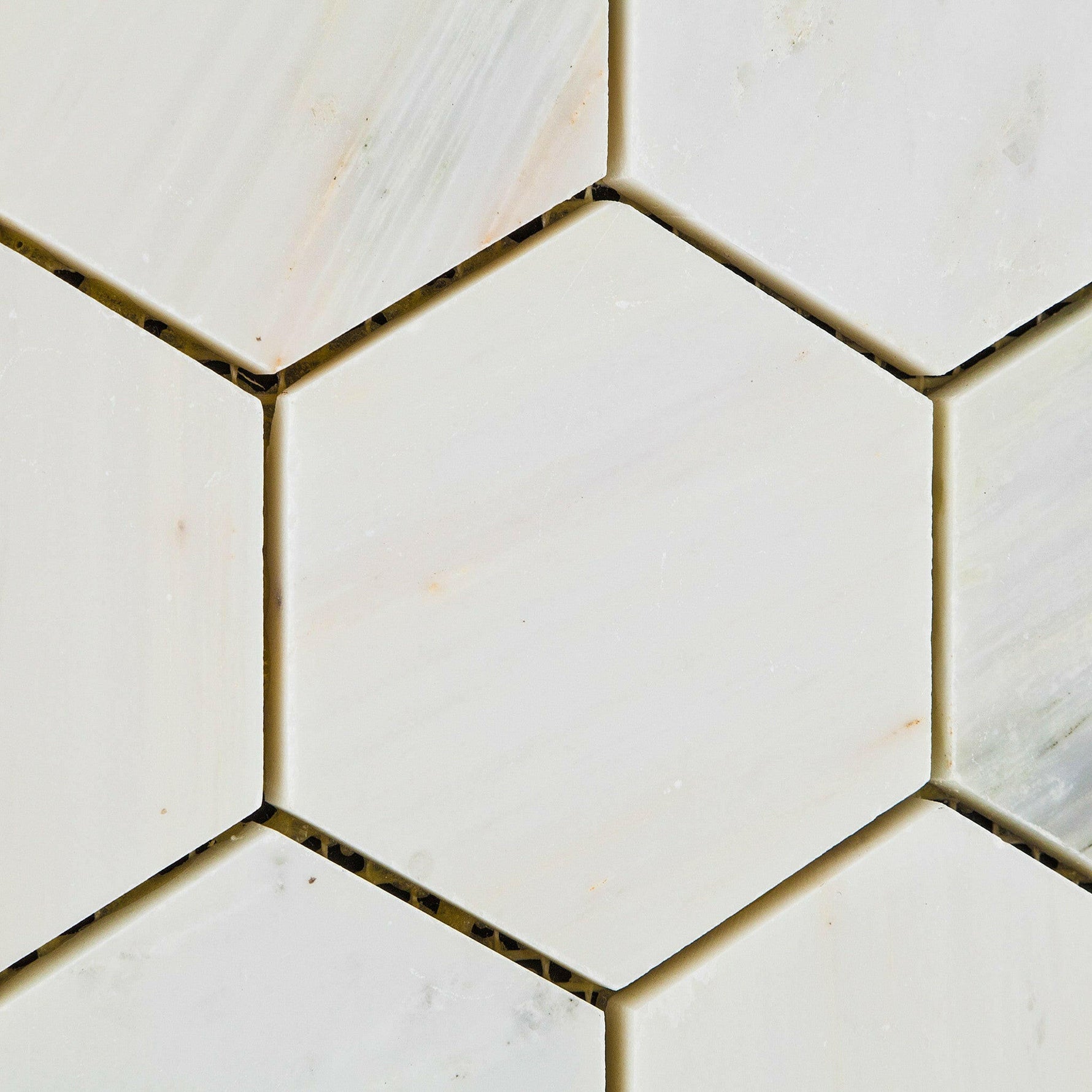 Oriental White / Asian Statuary Marble Honed 3" Hexagon Mosaic Tile-Marble Mosaic-American Tile Depot