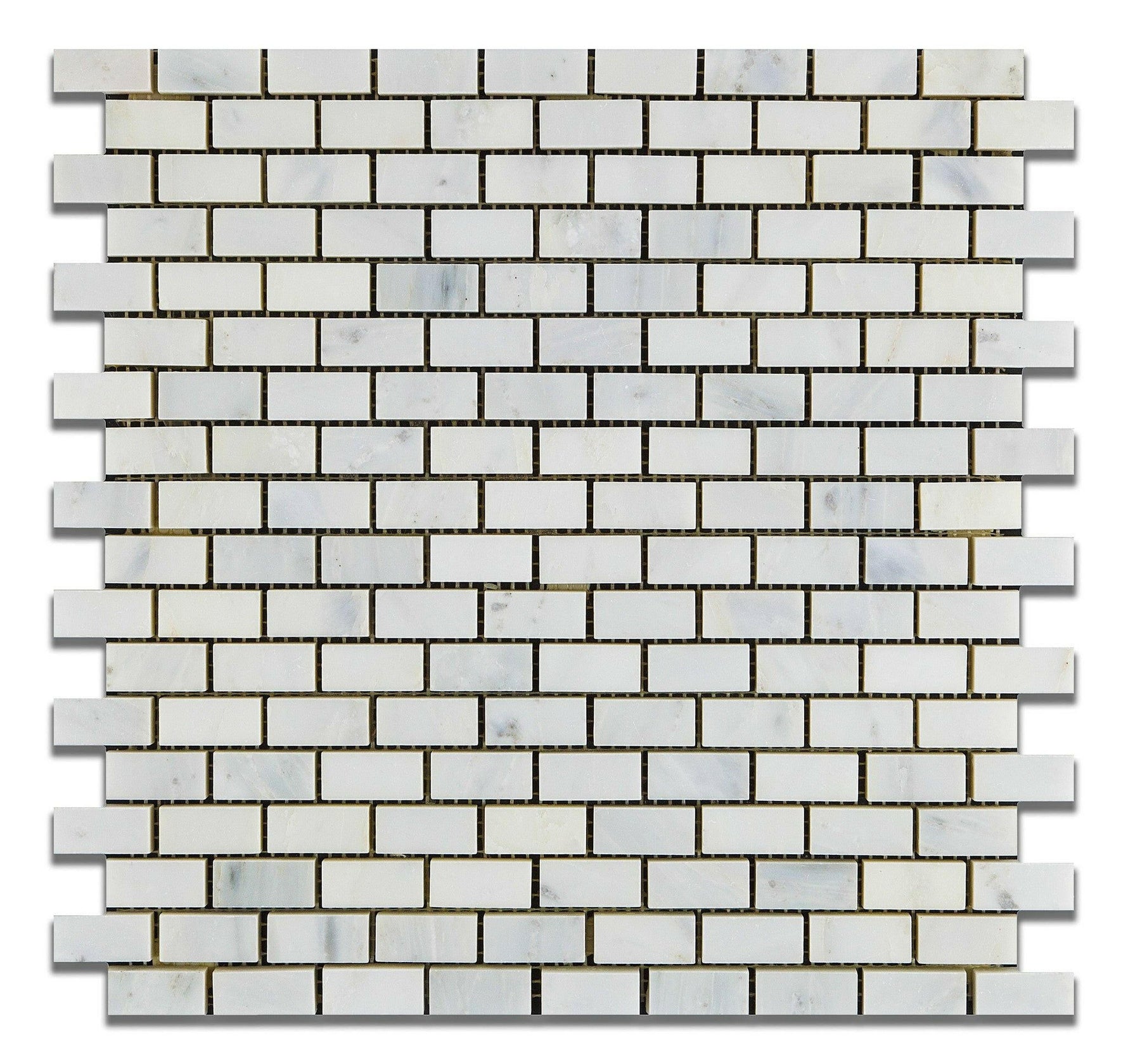 Oriental White / Asian Statuary Marble Honed Baby Brick Mosaic Tile-Marble Mosaic-American Tile Depot