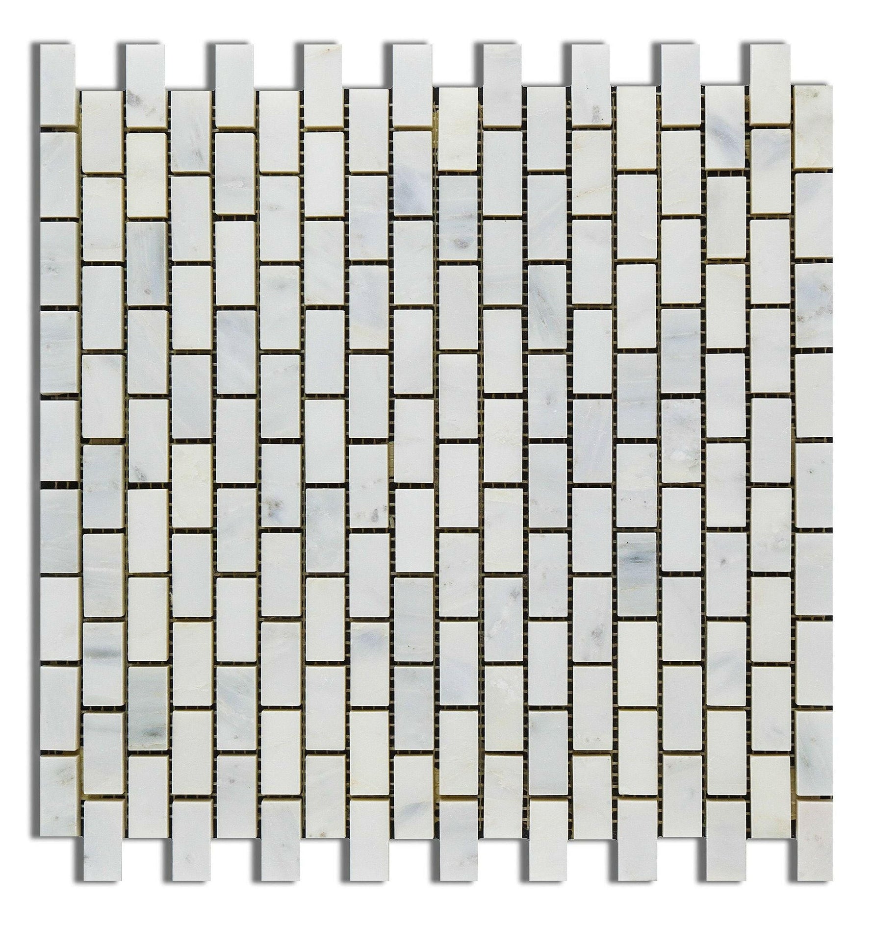 Oriental White / Asian Statuary Marble Honed Baby Brick Mosaic Tile-Marble Mosaic-American Tile Depot