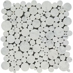 Oriental White / Asian Statuary Marble Honed Bubbles Mosaic Tile-Marble Mosaic-American Tile Depot