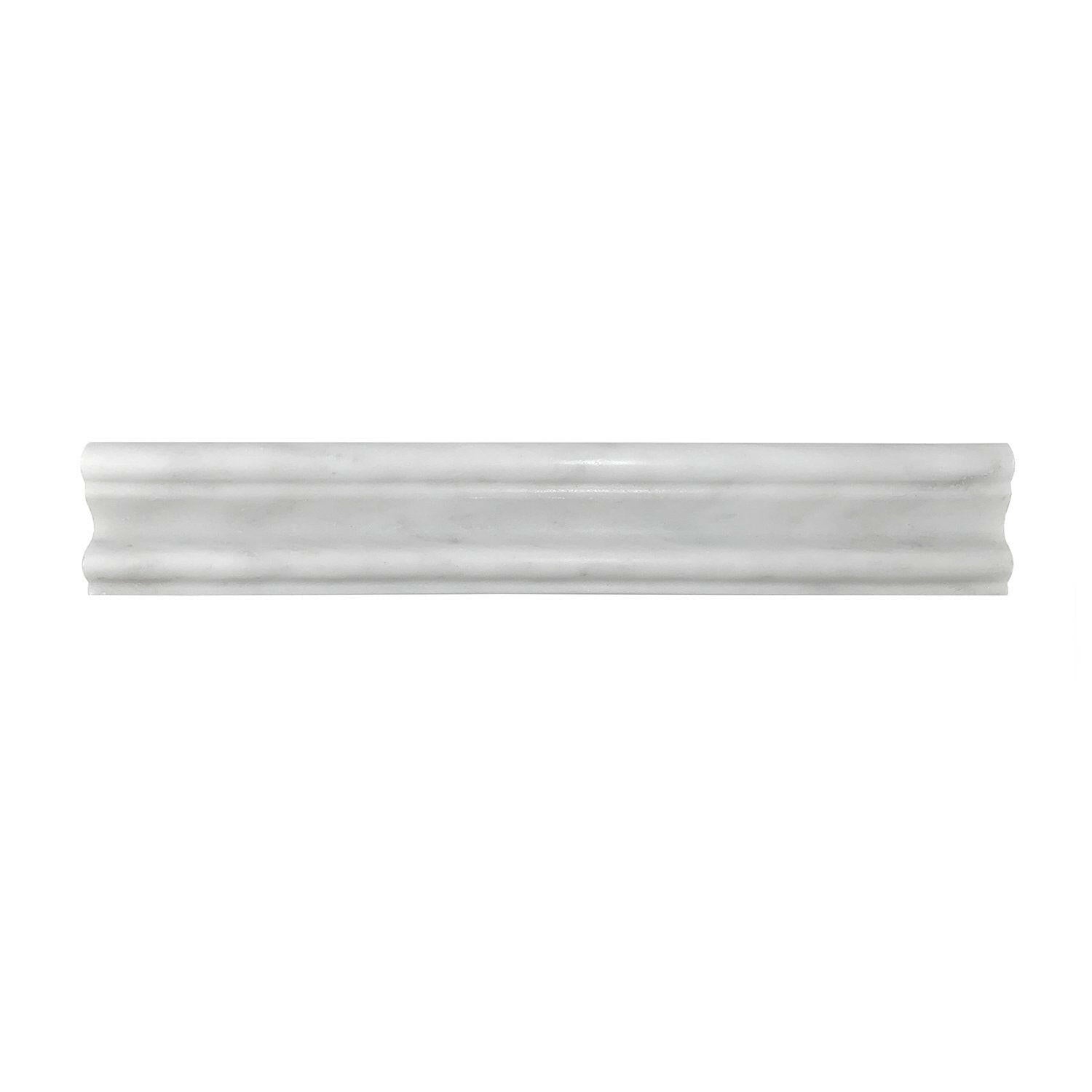 Oriental White / Asian Statuary Marble Honed F-8 Chair Rail Molding Trim-Marble Molding/Trim-American Tile Depot