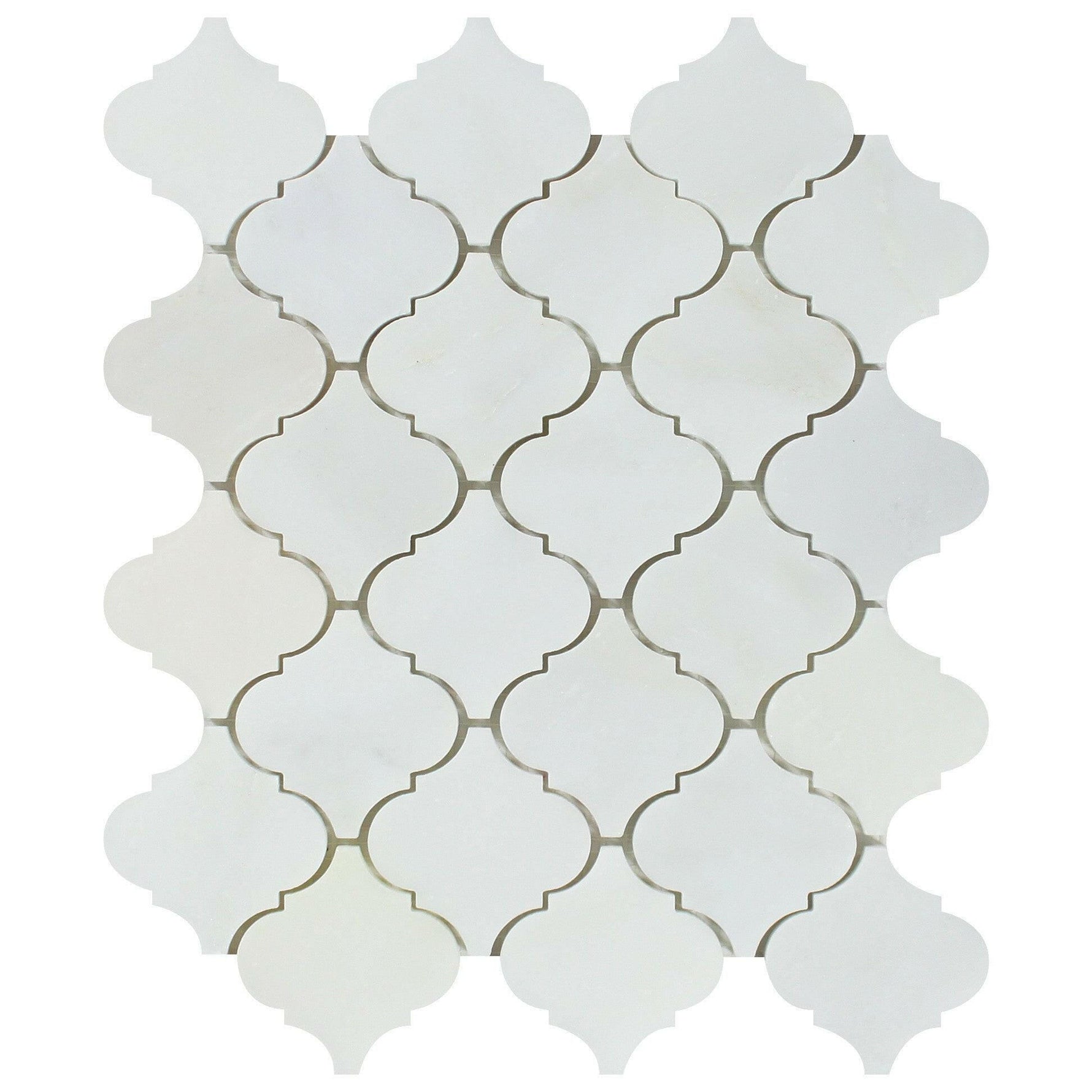 Oriental White / Asian Statuary Marble Honed Lantern Arabesque Mosaic Tile-Marble Mosaic-American Tile Depot