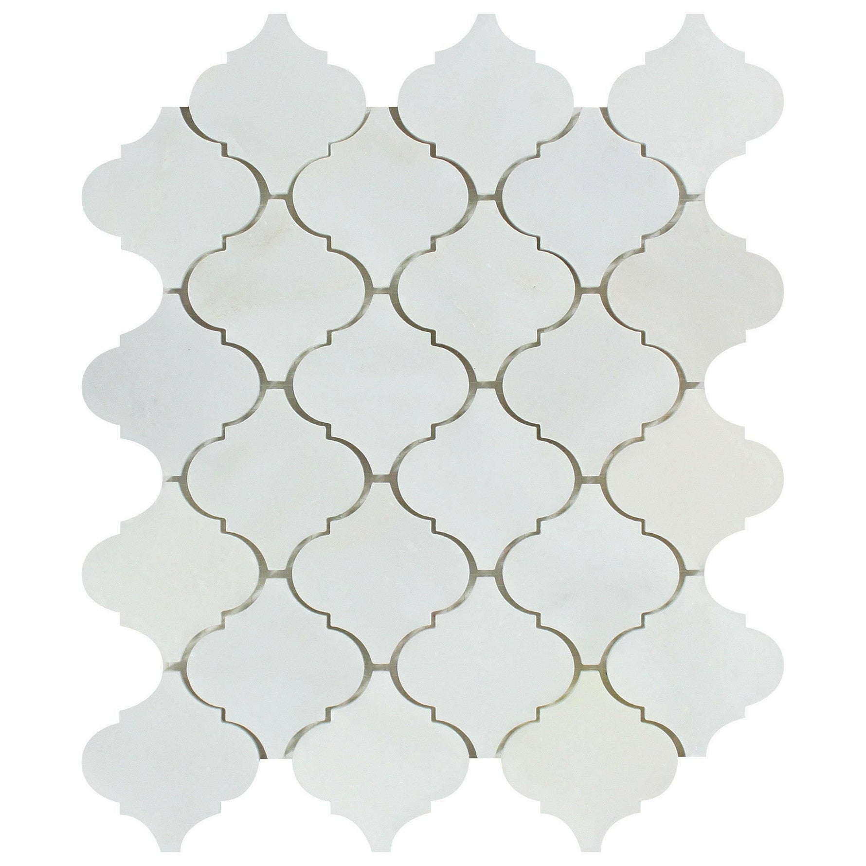 Oriental White / Asian Statuary Marble Honed Lantern Arabesque Mosaic Tile-Marble Mosaic-American Tile Depot