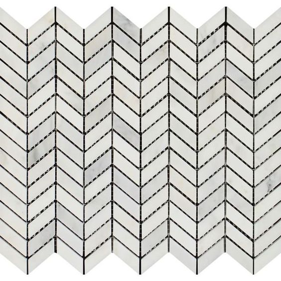 Oriental White / Asian Statuary Marble Honed Mini Chevron Mosaic Tile-Marble Mosaic-American Tile Depot