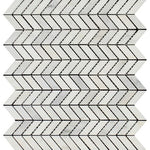 Oriental White / Asian Statuary Marble Honed Mini Chevron Mosaic Tile-Marble Mosaic-American Tile Depot