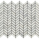 Oriental White / Asian Statuary Marble Honed Mini Chevron Mosaic Tile-Marble Mosaic-American Tile Depot