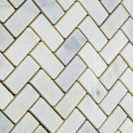 Oriental White / Asian Statuary Marble Honed Mini Herringbone Mosaic Tile-Marble Mosaic-American Tile Depot