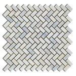 Oriental White / Asian Statuary Marble Honed Mini Herringbone Mosaic Tile-Marble Mosaic-American Tile Depot