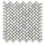 Oriental White / Asian Statuary Marble Honed Mini Herringbone Mosaic Tile-Marble Mosaic-American Tile Depot