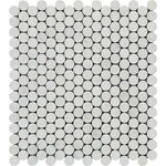 Oriental White / Asian Statuary Marble Honed Penny Round Mosaic Tile-Marble Mosaic-American Tile Depot