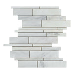 Oriental White / Asian Statuary Marble Honed Random Strip Mosaic Tile-Marble Mosaic-American Tile Depot