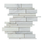 Oriental White / Asian Statuary Marble Honed Random Strip Mosaic Tile-Marble Mosaic-American Tile Depot