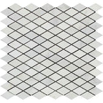 Oriental White / Asian Statuary Marble Polished 1" Diamond Mosaic Tile-Marble Mosaic-American Tile Depot