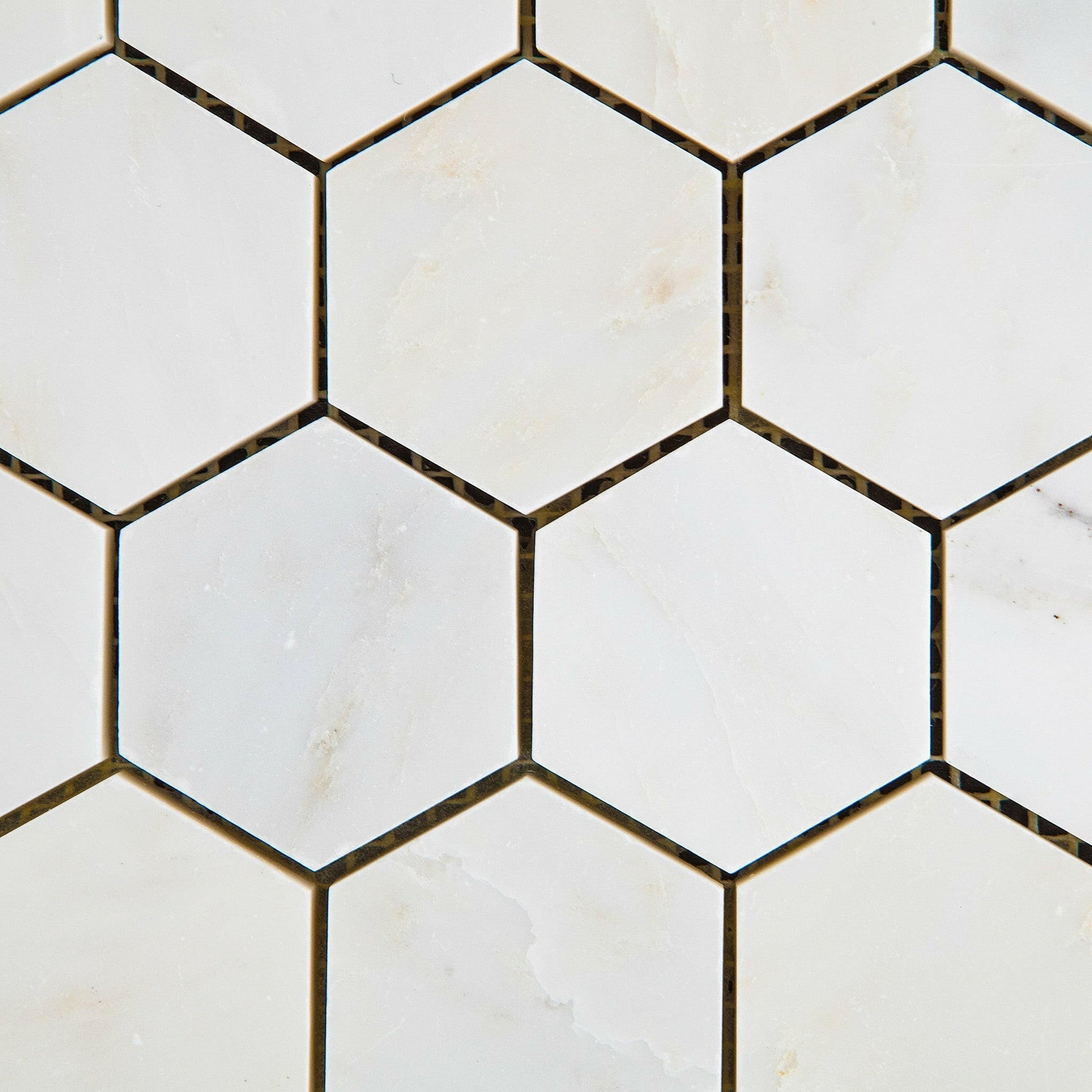 Oriental White / Asian Statuary Marble Polished 2" Hexagon Mosaic Tile-Marble Mosaic-American Tile Depot