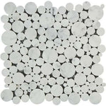 Oriental White / Asian Statuary Marble Polished Bubbles Mosaic Tile-Marble Mosaic-American Tile Depot