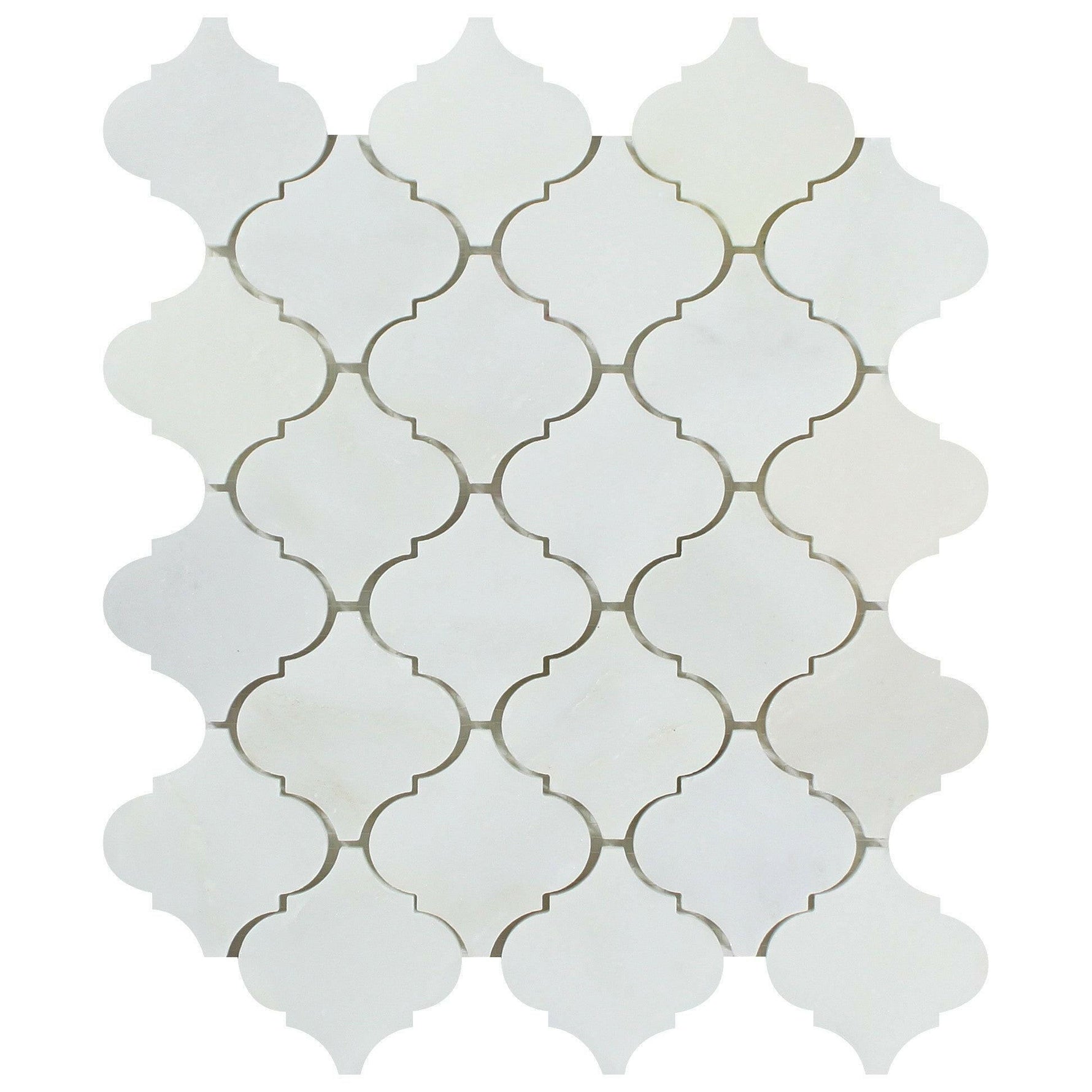 Oriental White / Asian Statuary Marble Polished Lantern Arabesque Mosaic Tile-Marble Mosaic-American Tile Depot