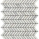 Oriental White / Asian Statuary Marble Polished Mini Chevron Mosaic Tile-Marble Mosaic-American Tile Depot