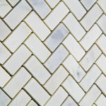 Oriental White / Asian Statuary Marble Polished Mini Herringbone Mosaic Tile-Marble Mosaic-American Tile Depot