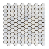 Oriental White / Asian Statuary Marble Polished 1" Mini Hexagon Mosaic Tile