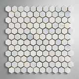 Oriental White / Asian Statuary Marble Polished 1" Mini Hexagon Mosaic Tile