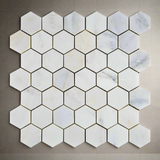 Oriental White / Asian Statuary Marble Polished 2" Hexagon Mosaic Tile