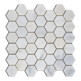 Oriental White / Asian Statuary Marble Honed 2" Hexagon Mosaic Tile-Marble Mosaic-American Tile Depot