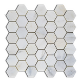 Oriental White / Asian Statuary Marble Polished 2" Hexagon Mosaic Tile