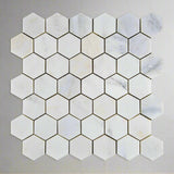 Oriental White / Asian Statuary Marble Honed 2" Hexagon Mosaic Tile-Marble Mosaic-American Tile Depot