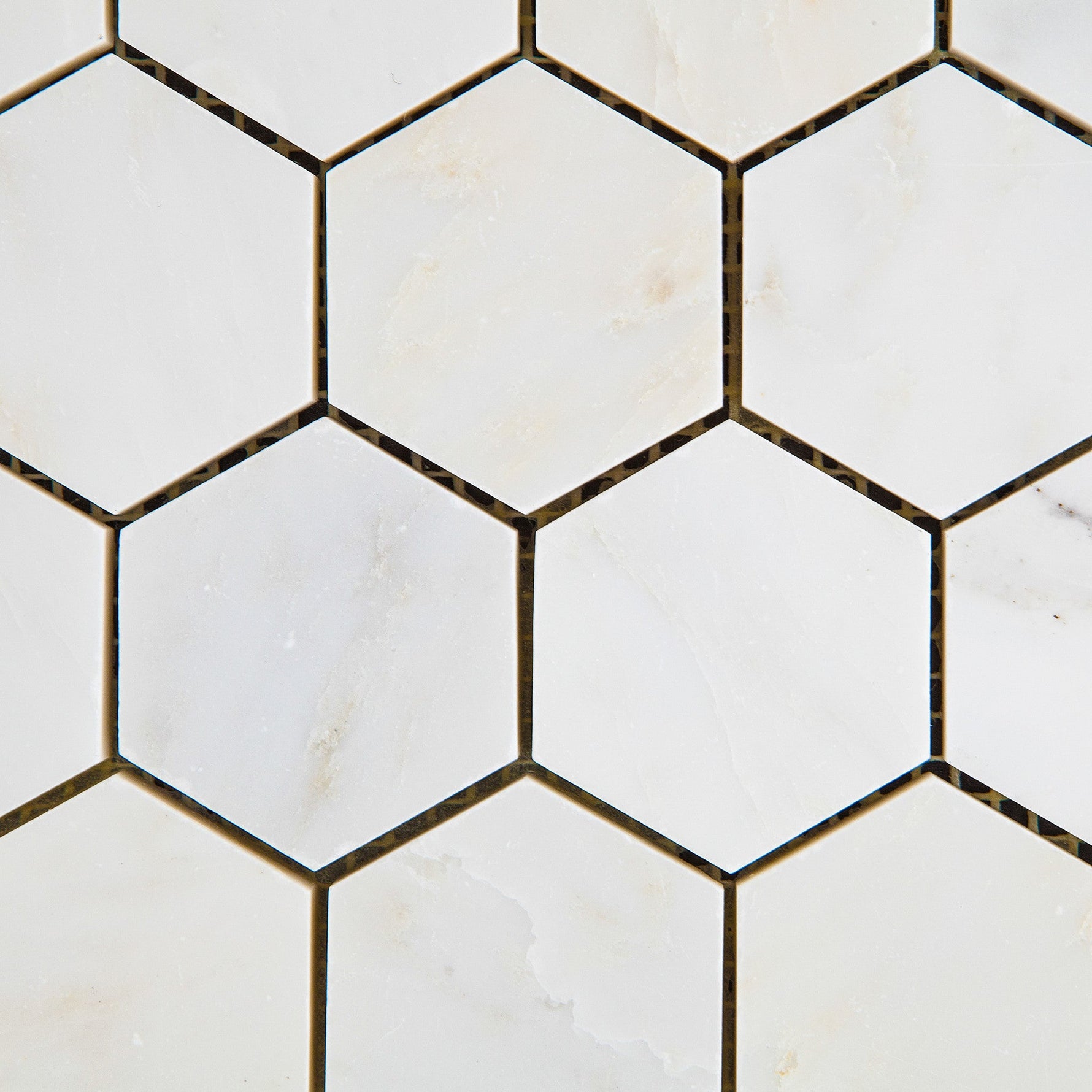 Oriental White / Asian Statuary Marble Honed 2" Hexagon Mosaic Tile