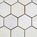 Oriental White / Asian Statuary Marble Polished 2" Hexagon Mosaic Tile